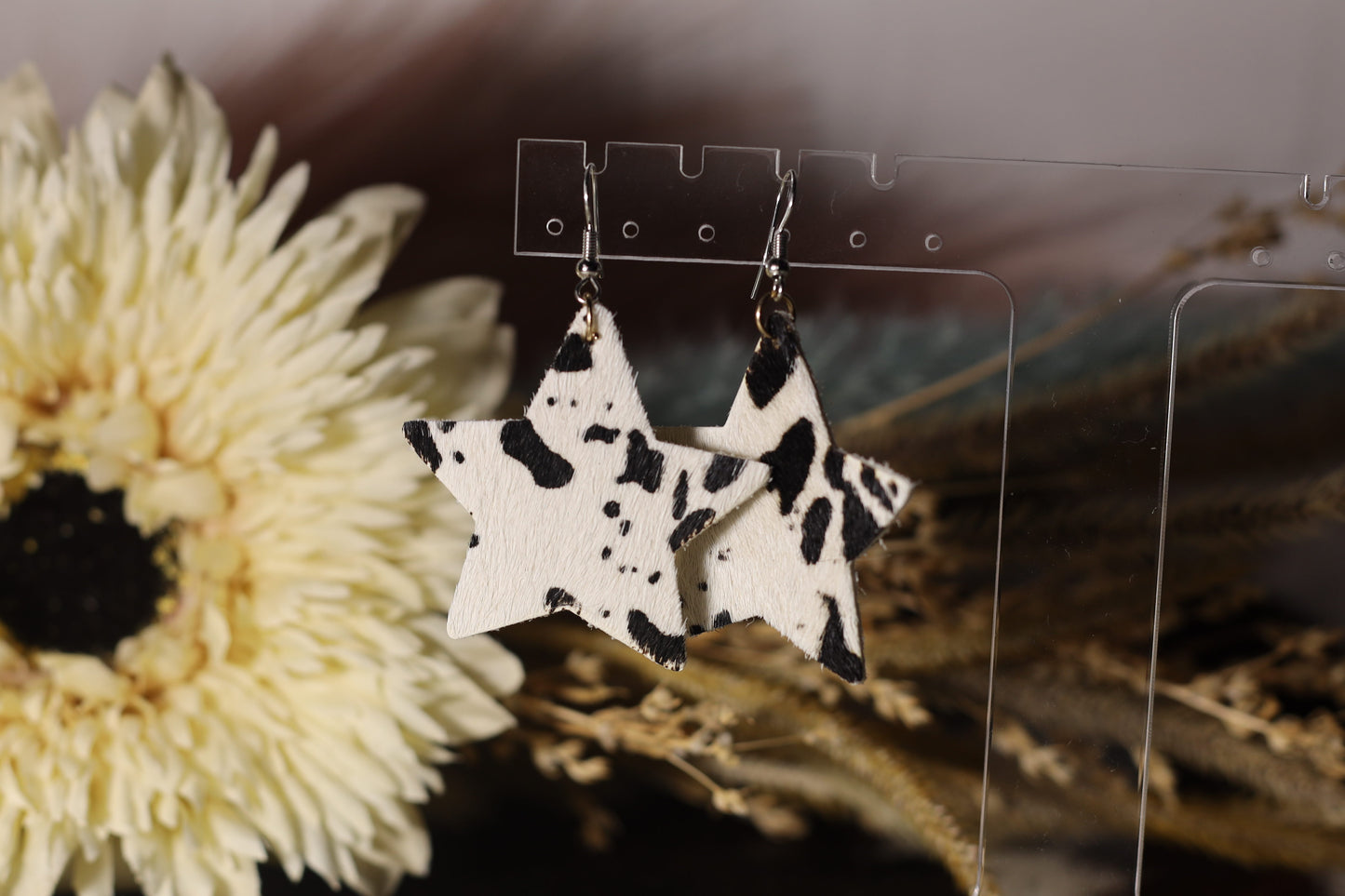 Cowhide Star Earrings