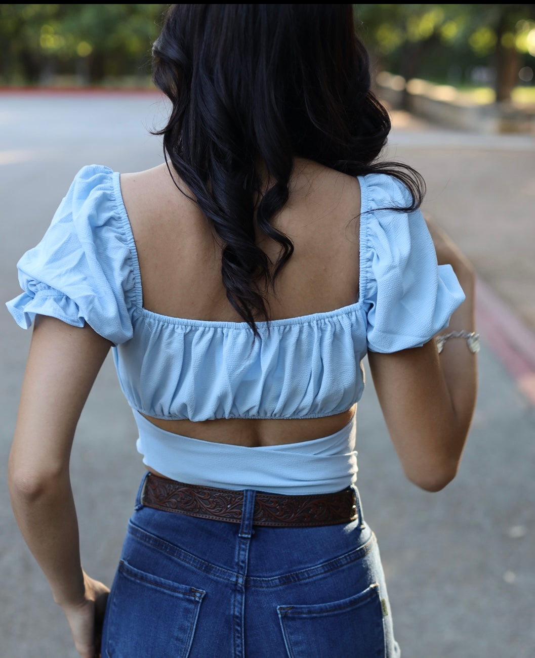 “Eva” Ruffle Top (Baby blue)